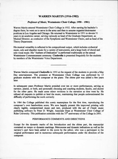 Picture of True Story of Cinderella Score - Alumni